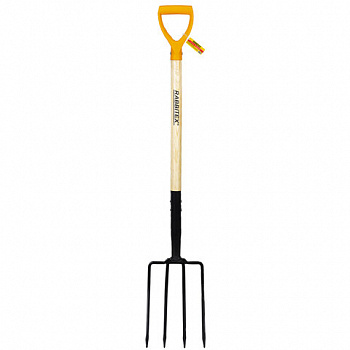 Вилы копальные стальные 19х28 см, ОБЩАЯ ДЛИНА 115 см, деревянный черенок, V-ручка, RABBITEX (РАББИТЕКС) "STANDARD"