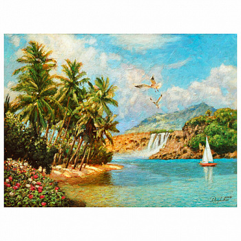 Картина стразами (алмазная мозаика) 30х40 см, ОСТРОВ СОКРОВИЩ "Солнце южного моря", без подрамника