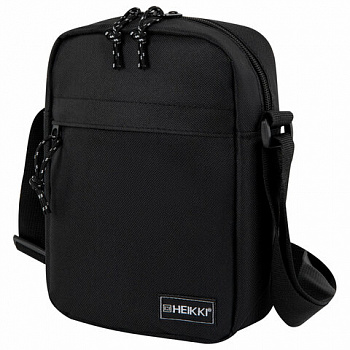 Сумка на плечо HEIKKI COMPACT (ХЕЙКИ), два кармана, черная, 22х17х6 см