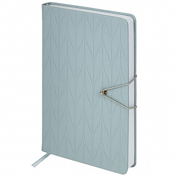 Ежедневник недатированный А5 138х213 мм, BRAUBERG "Braided", под кожу, гвоздик 160 л., серо-голубой