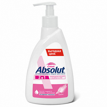 Мыло-крем жидкое антибактериальное 500 г ABSOLUT "Нежное 2 в 1", пантенол, дозатор