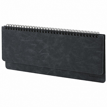 Планинг настольный недатированный (305x140 мм) BRAUBERG "Status", под кожу, 60 л., черный