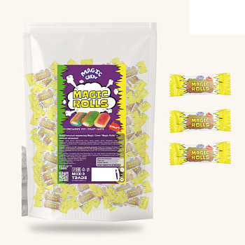Мармелад жевательный MAGIC CHEW “Magic Rolls” Фруктовое ассорти с кислой начинкой 500 г, УТ-00002800