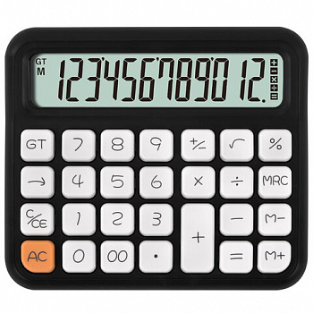 Калькулятор настольный BRAUBERG KW-1000-BK (152x132 мм), 3D-кнопки, 12 разрядов, черный