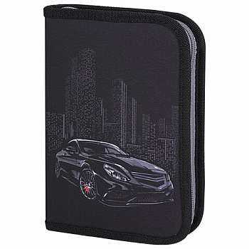 Пенал BRAUBERG, 1 отделение, 1 откидная планка, полиэстер, 21х14 см, "Night Car"