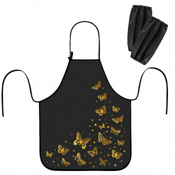 Фартук с нарукавниками для уроков труда ЮНЛАНДИЯ, регулировка по росту, 46х54 см, "Golden"