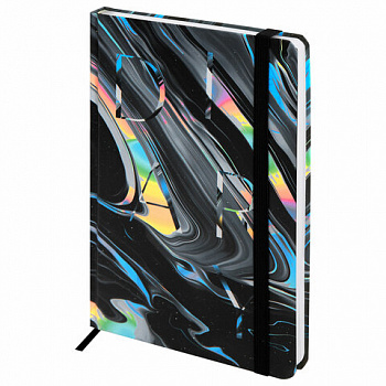 Ежедневник недатированный с резинкой А5 145х203 мм, BRAUBERG, твердый, 128 л., "Waves"