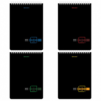 Блокнот А5 (146х206 мм), 80 л., гребень, картон, жесткая подложка, клетка, BRAUBERG, "Dark"