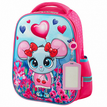 Ранец ЮНЛАНДИЯ LIGHT, 2 отделения, "Pretty mouse", 3D панель, 38х29х16 см