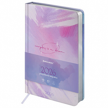 Ежедневник датированный 2026 А5 138x213 мм, BRAUBERG "Vista", под кожу твердый, "Pastel"
