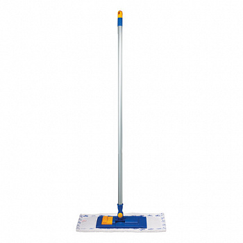 Швабра с флаундером 40 см, черенок 120 см, резьба 1,6 см, МОП микрофибра/абразив, карманы (ТИП К), LAIMA