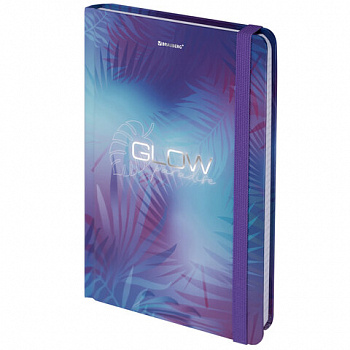 Блокнот с резинкой в клетку 96 л., А5 (145х203 мм), твердая обложка с фольгой, BRAUBERG, "Glow"