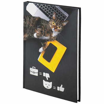 Блокнот А5 (135х206 мм), 80 л., твердый, выборочный лак, клетка, STAFF, "Милый котик"