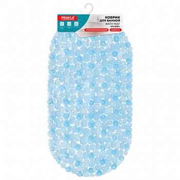 Коврик для ванны противоскользящий 64х36 см "Ручей", овальный, голубой, ПВХ, присоски, PRIMILA (ПРИМИЛА)