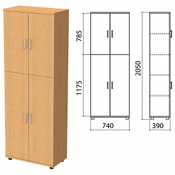 Шкаф закрытый "Монолит", 740х390х2050 мм, цвет бук бавария (КОМПЛЕКТ)