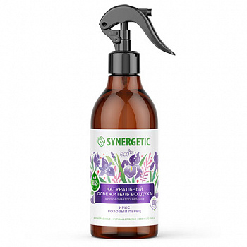 Освежитель воздуха 380 мл SYNERGETIC "Ирис и розовый перец", биоразлагаемый, нейтрализатор запахов, спрей