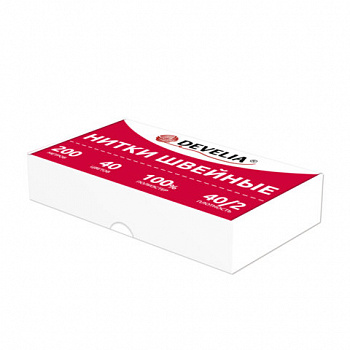 Нитки швейные 40/2, 200 м, полиэстер, НАБОР 40 цветов, DEVELIA (Девелиа)