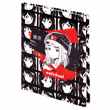 Блокнот МАЛЫЙ ФОРМАТ (110х147 мм), А6, 80 л., твёрдый, клетка, STAFF, "Аниме"