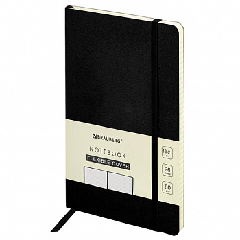 Блокнот А5 (130х210 мм), BRAUBERG ULTRA, под кожу, 80 г/м2, 96 л., линия, черный