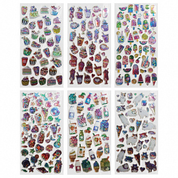 Наклейки гелевые "Любимые блестки", 17,5х9 см, ассорти 6 видов, FUNSTER (ФАНСТЕР)