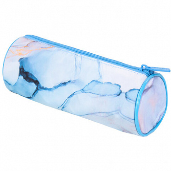 Пенал-тубус BRAUBERG, с эффектом Soft Touch, мягкий, "Blue marble", 22х8 см