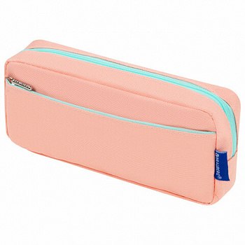 Пенал мягкий BRAUBERG PASTEL, 2 отделения, персиковый, 21х9,5х5 см