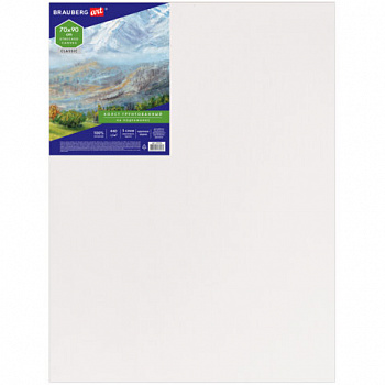 Холст на подрамнике BRAUBERG ART CLASSIC, 70х90 см, 440 г/м2, грунт, 100% хлопок, крупное зерно