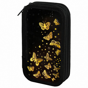 Пенал ЮНЛАНДИЯ, 2 отделения, ламинированный картон, конгрев, 19х11 см, "Golden"