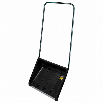 Лопата снеговая СКРЕПЕР 58х45 см пластиковый ЧЕРНЫЙ, алюминиевая планка, рукоятка 100 см, прочный, ГРАНДМАСТЕР