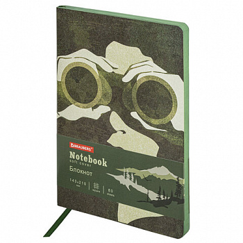 Блокнот А5 (143x210 мм), BRAUBERG VISTA "Commando", под кожу, гибкий, 80 л.