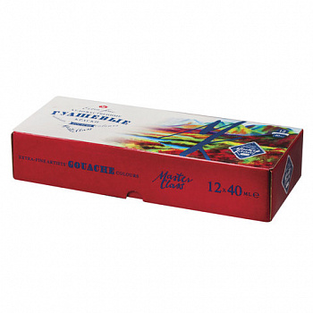 Гуашь художественная "Мастер-класс", 12 цветов по 40 мл, Невская Палитра