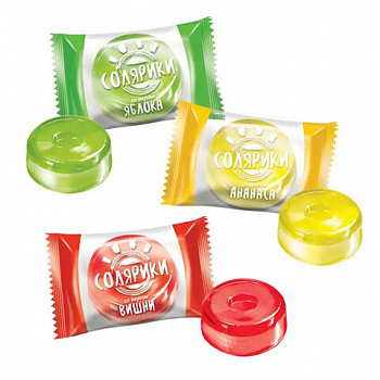 Карамель леденцовая СОЛЯРИКИ ассорти (яблоко, ананас, вишня), 1 кг, РНК662