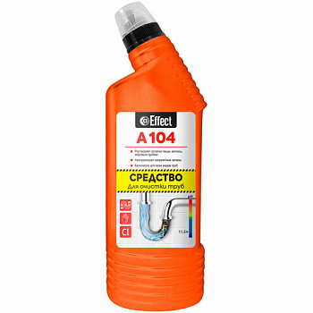 Средство для прочистки канализационных труб 750 мл, EFFECT "Alfa 104", щелочное