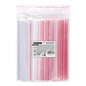 Пакеты ZIP LOCK "зиплок" ПРОЧНЫЕ, комплект 100 шт., 150х200 мм, ПВД, 60 мкм, BRAUBERG EXTRA