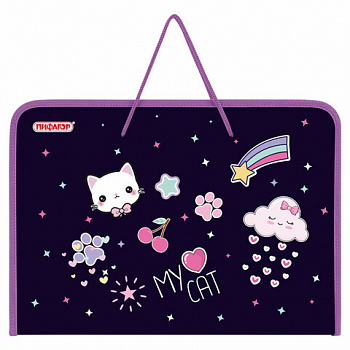 Папка для труда на молнии с ручками ПИФАГОР А4, 1 отделение, пластик, органайзер, "Leapfrog"