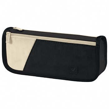 Пенал мягкий BRAUBERG KIDS, 2 отделения, полиэстер, "Black&beige", 22x10x6 см