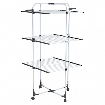 Сушилка напольная для белья раскладная 3 уровня, 30 метров, на колесах, LAIMA HOME HIGH-RISE