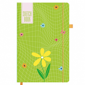 Скетчбук, белая бумага 140г/м 130х210мм, 80л, софт-тач, резинка, BRAUBERG ART CLASSIC, "Green mood"