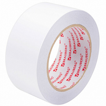 Клейкая двухсторонняя лента 50 мм х 25 м, ПОЛИПРОПИЛЕНОВАЯ ОСНОВА, 90 мкм, BRAUBERG