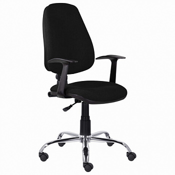 Кресло BRABIX "Comfort MG-322", хром, регулируемая эргономичная спинка, ткань, черное