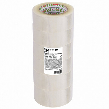 Клейкие ленты упаковочные 48 мм х 120 м, КОМПЛЕКТ 6 шт., прозрачные, 40 микрон, STAFF BIG PACK
