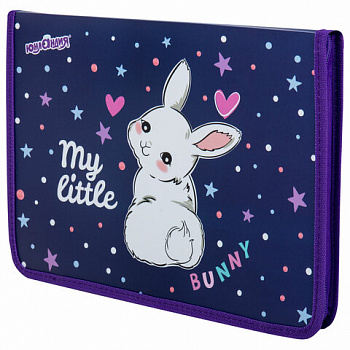 Папка для труда на молнии ЮНЛАНДИЯ А4, 1 отделение, откидная планка, органайзер, "Fluffy tail"