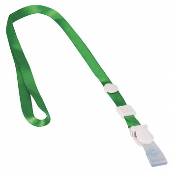 Лента для бейджей, 45 см, съемный пластиковый клип-замок с петелькой, ЗЕЛЕНАЯ, BRAUBERG