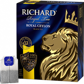 Чай RICHARD "Royal Ceylon" черный цейлонский, 100 пакетиков по 2 г