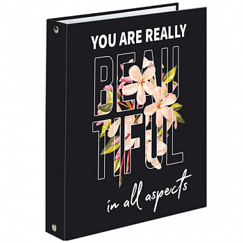 Тетрадь на кольцах А5 (175х215 мм), 120 листов, твердый картон, клетка, BRAUBERG, Beauty