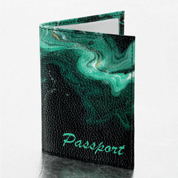 Обложка для паспорта натуральная кожа флоттер, принт "Дым", цвет черный, BRAUBERG