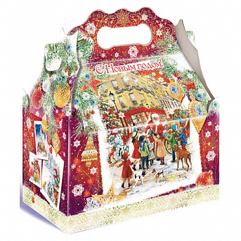 Подарок новогодний "ЛАРЕЦ БОРДОВЫЙ", НАБОР конфет 1000 г, картонная коробка, МОСУПАК