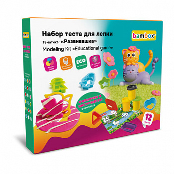 Тесто пластилин для лепки BAMBOX (БАМБОКС), НАБОР "Развивашка" с цифрами и формочками
