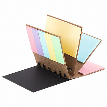 Закладки клейкие в книжке BRAUBERG PASTEL 200 штук: 50х15 мм 5 цветов х 25 листов, 50х75 мм 3 цвета х 25 листов