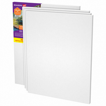 Холсты на подрамнике в коробе НАБОР 4 шт. (40х50 см), 280 г/м2, грунт, 100% хлопок, BRAUBERG ART DEBUT